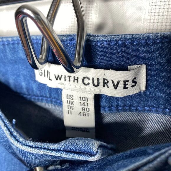 Girls With Curves Distressed High Rise Straight Leg Ripped Jeans 10T Tall Blue - Picture 3 of 9